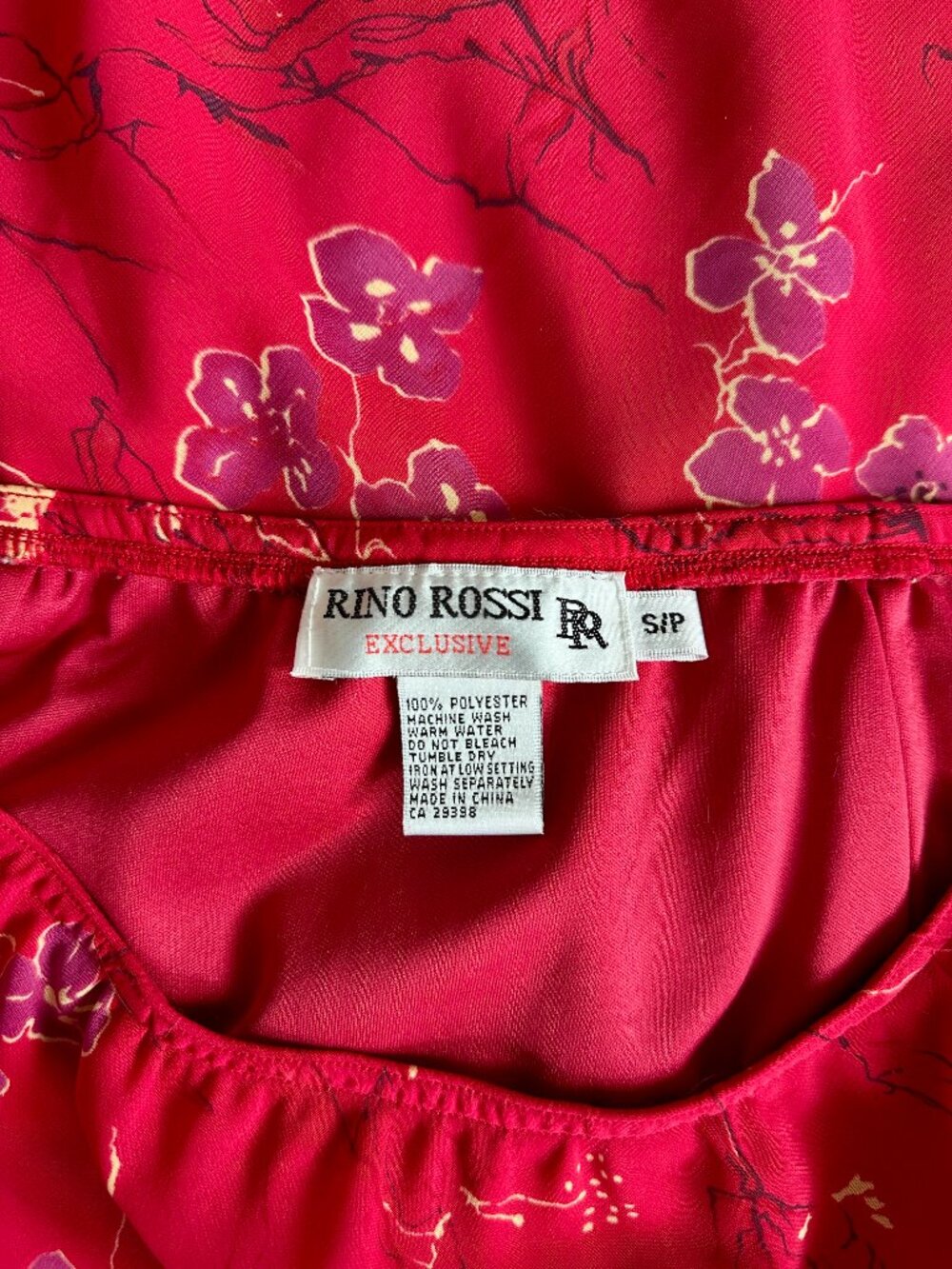 π Vintage Red Floral Slip Skirt Bias Cut Oriental Inspired Midi Y2K Small - Picture 5 of 5